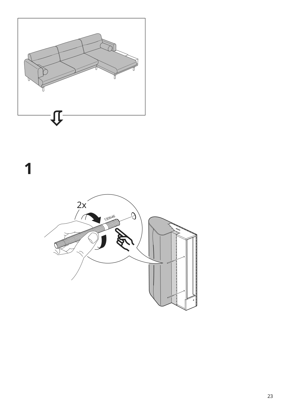 Assembly instructions for IKEA Langaryd frame 3 seat sofa w chs lng right lejde light gray | Page 23 - IKEA LÅNGARYD sofa w chaise, right 094.187.44