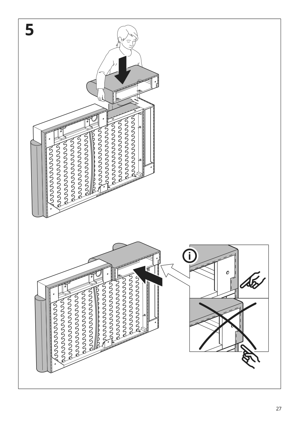 Assembly instructions for IKEA Langaryd frame 3 seat sofa w chs lng right lejde gray black | Page 27 - IKEA LÅNGARYD sofa w chaise, right 394.187.33