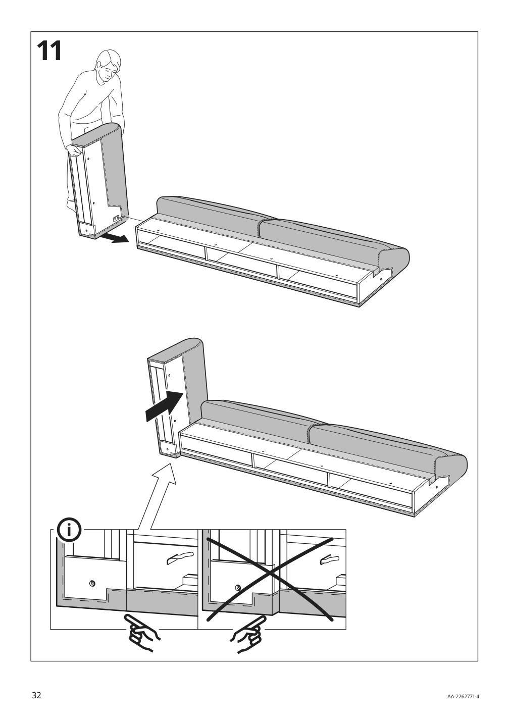 Assembly instructions for IKEA Langaryd frame 3 seat sofa w chs lng right lejde gray black | Page 32 - IKEA LÅNGARYD sofa w chaise, right 194.187.34