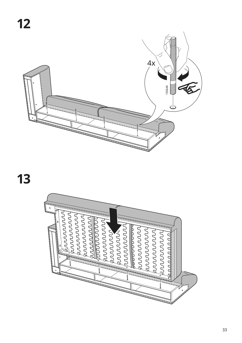 Assembly instructions for IKEA Langaryd frame 3 seat sofa w chs lng right lejde light gray | Page 33 - IKEA LÅNGARYD sofa w chaise, right 094.187.44