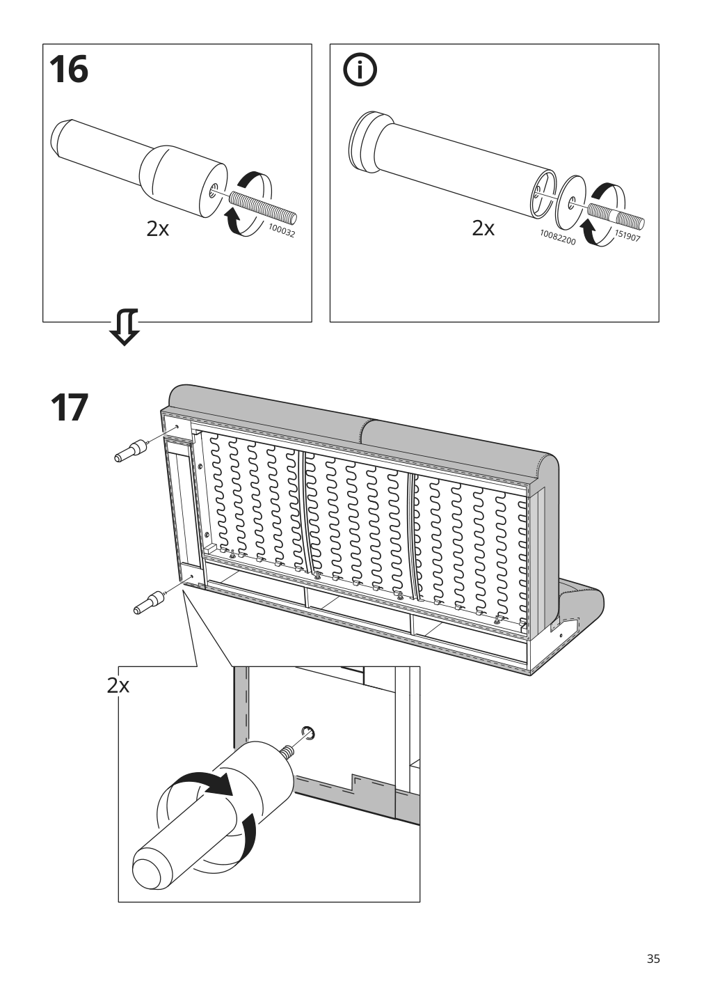 Assembly instructions for IKEA Langaryd frame 3 seat sofa w chs lng left lejde light gray | Page 35 - IKEA LÅNGARYD sofa w chaise, left 494.181.67