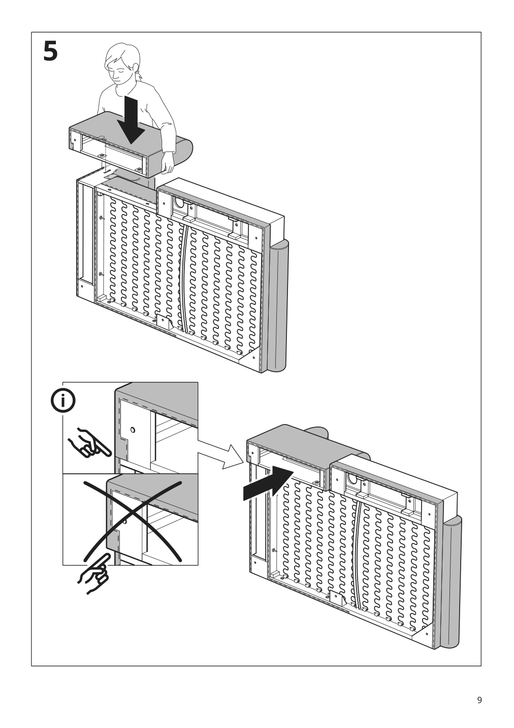 Assembly instructions for IKEA Langaryd frame 3 seat sofa w chs lng right lejde gray black | Page 9 - IKEA LÅNGARYD sofa w chaise, right 194.187.34