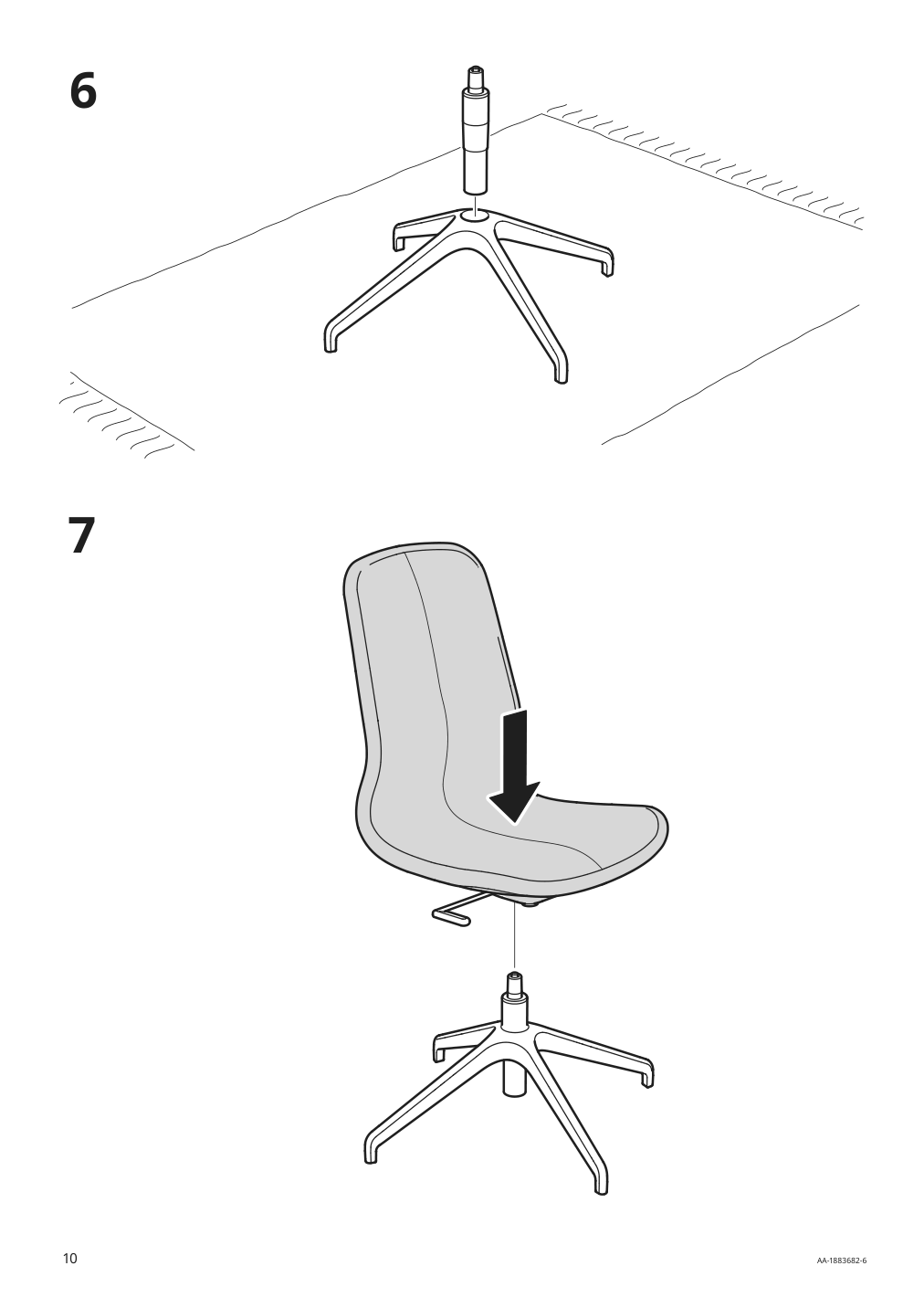 Assembly instructions for IKEA Langfjaell star base with 4 legs black | Page 10 - IKEA LÅNGFJÄLL conference chair 591.749.65