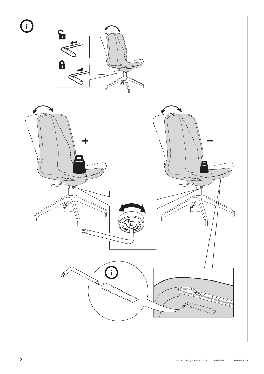 Assembly instructions for IKEA Langfjaell star base with 4 legs black | Page 12 - IKEA LÅNGFJÄLL conference chair 591.749.65