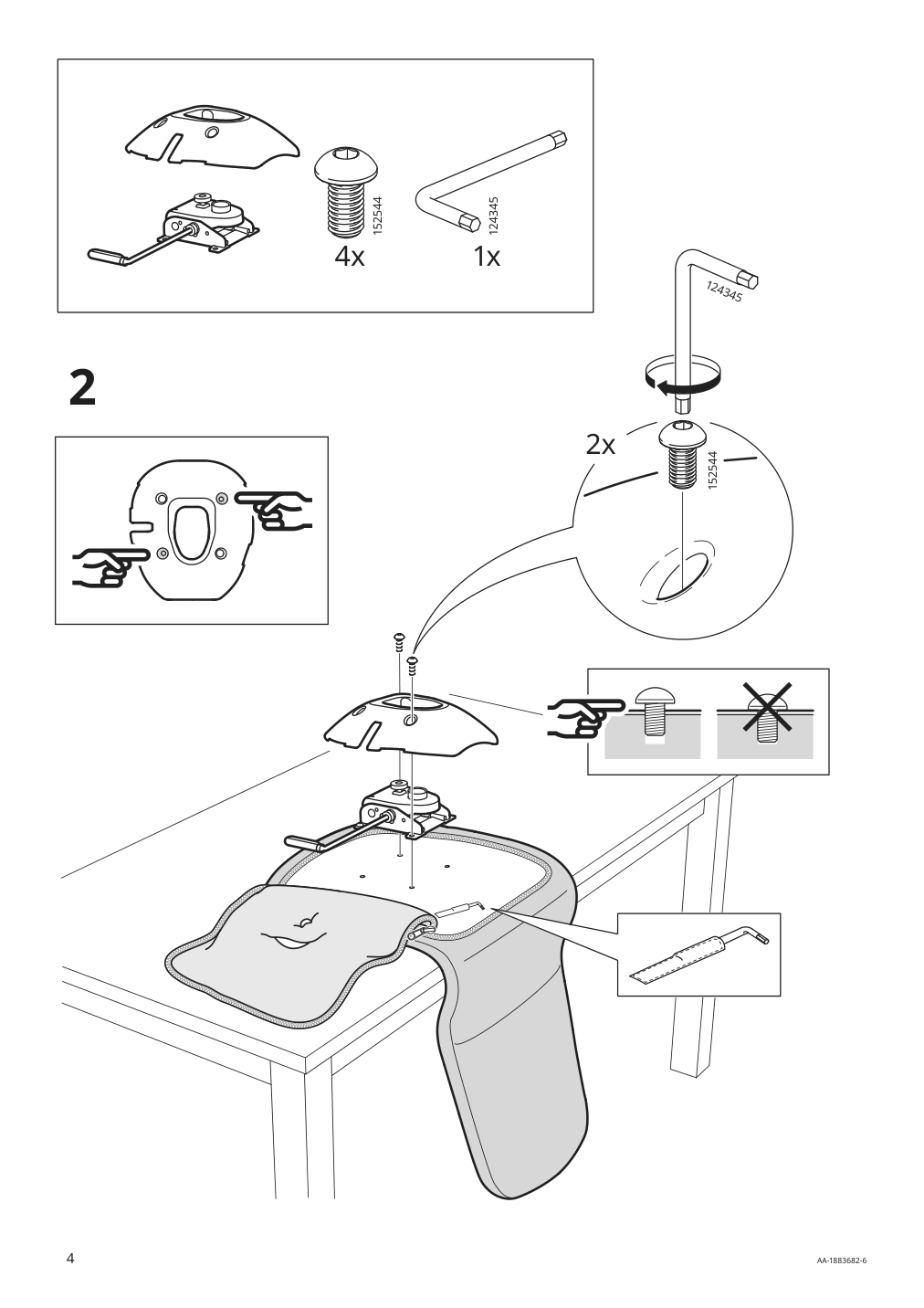 Assembly instructions for IKEA Langfjaell star base with 4 legs black | Page 4 - IKEA LÅNGFJÄLL conference chair 591.749.65