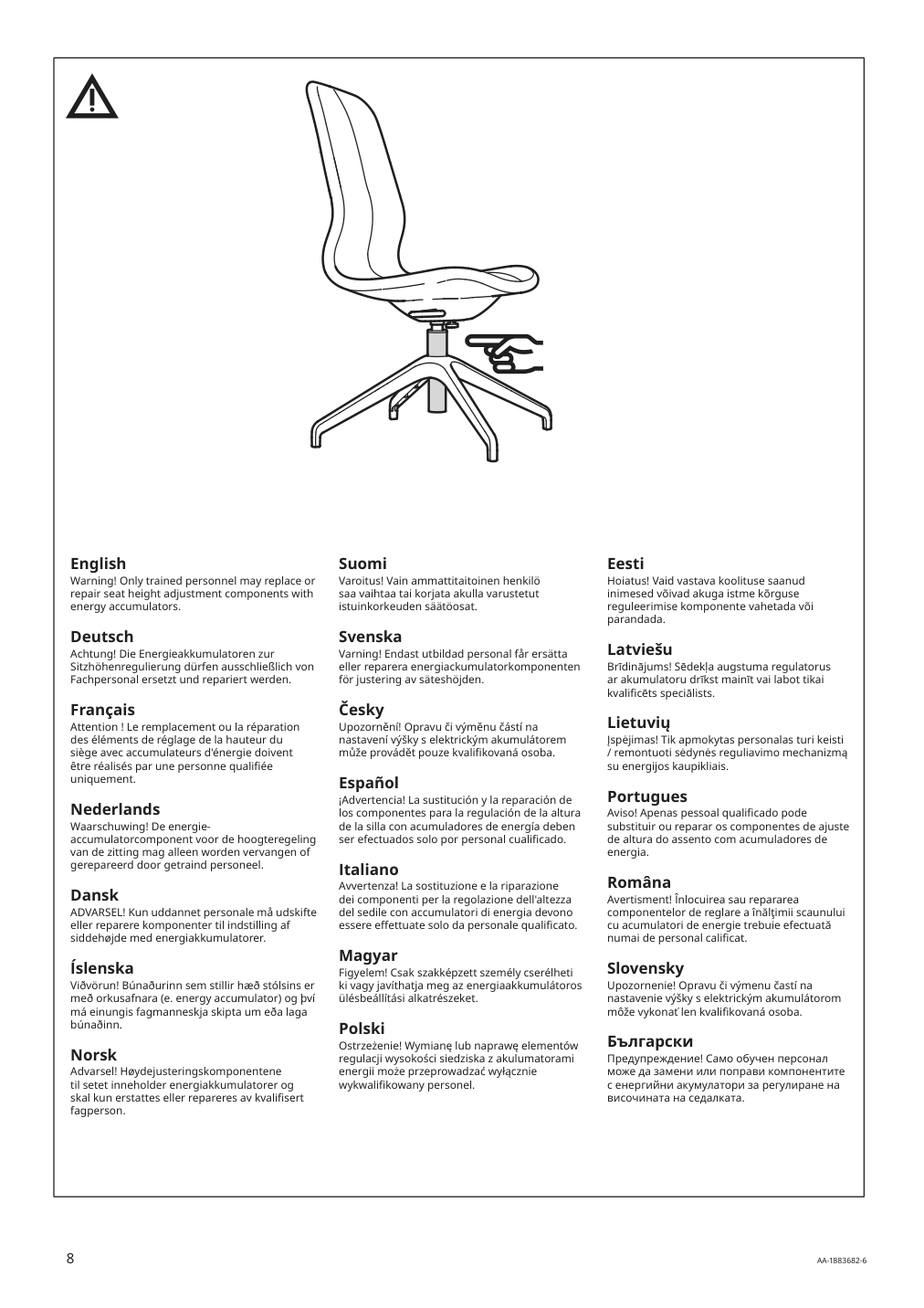 Assembly instructions for IKEA Langfjaell star base with 4 legs black | Page 8 - IKEA LÅNGFJÄLL conference chair 591.749.65