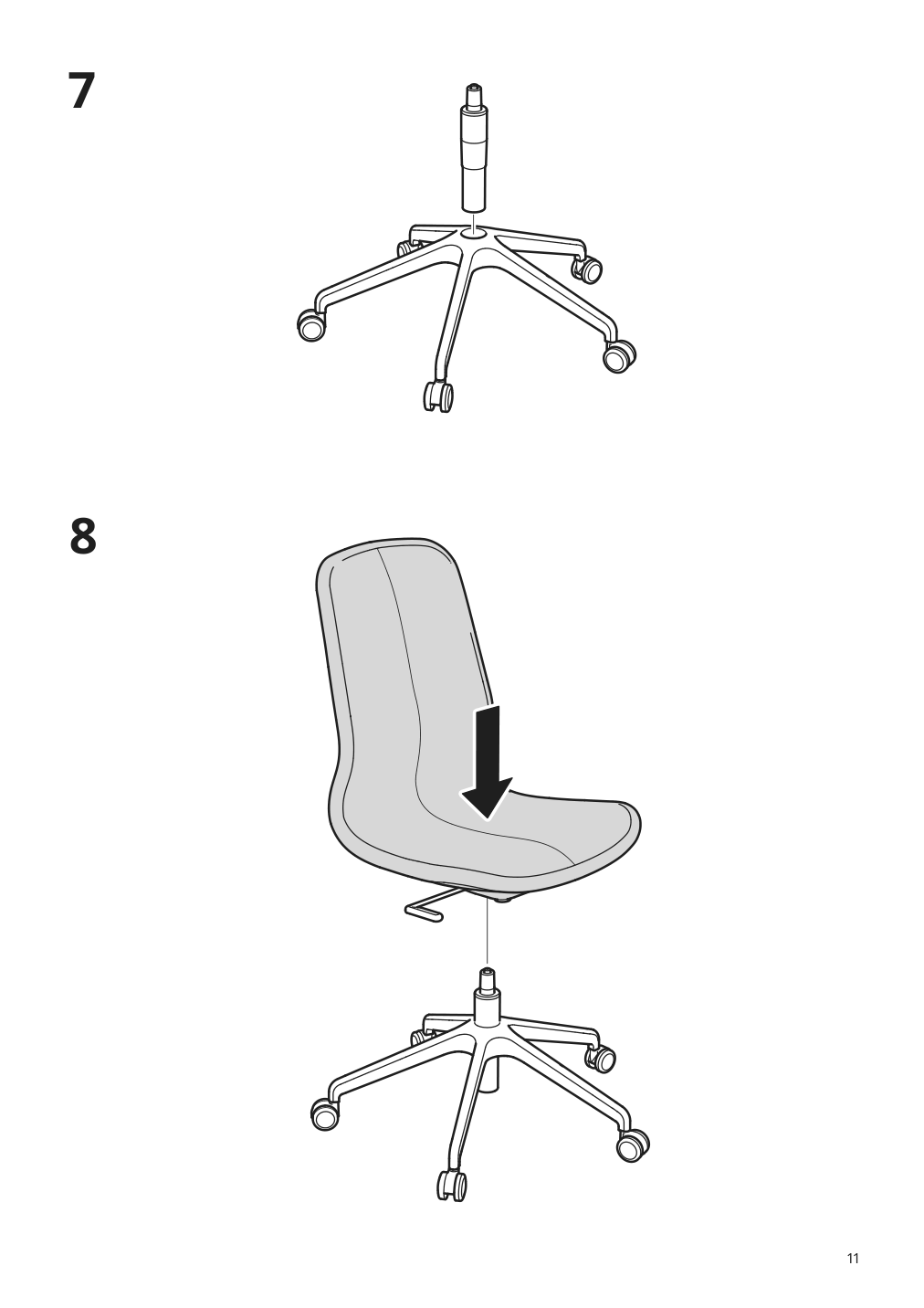 Assembly instructions for IKEA Langfjaell star base with 5 legs and casters black | Page 11 - IKEA ALEX/LÅNGFJÄLL / KALLAX desk and storage combination 094.367.57