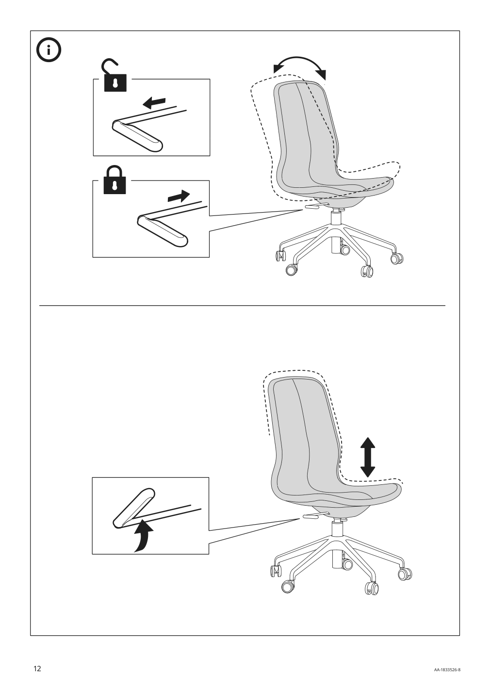 Assembly instructions for IKEA Langfjaell star base with 5 legs and casters black | Page 12 - IKEA LÅNGFJÄLL conference chair 295.060.56