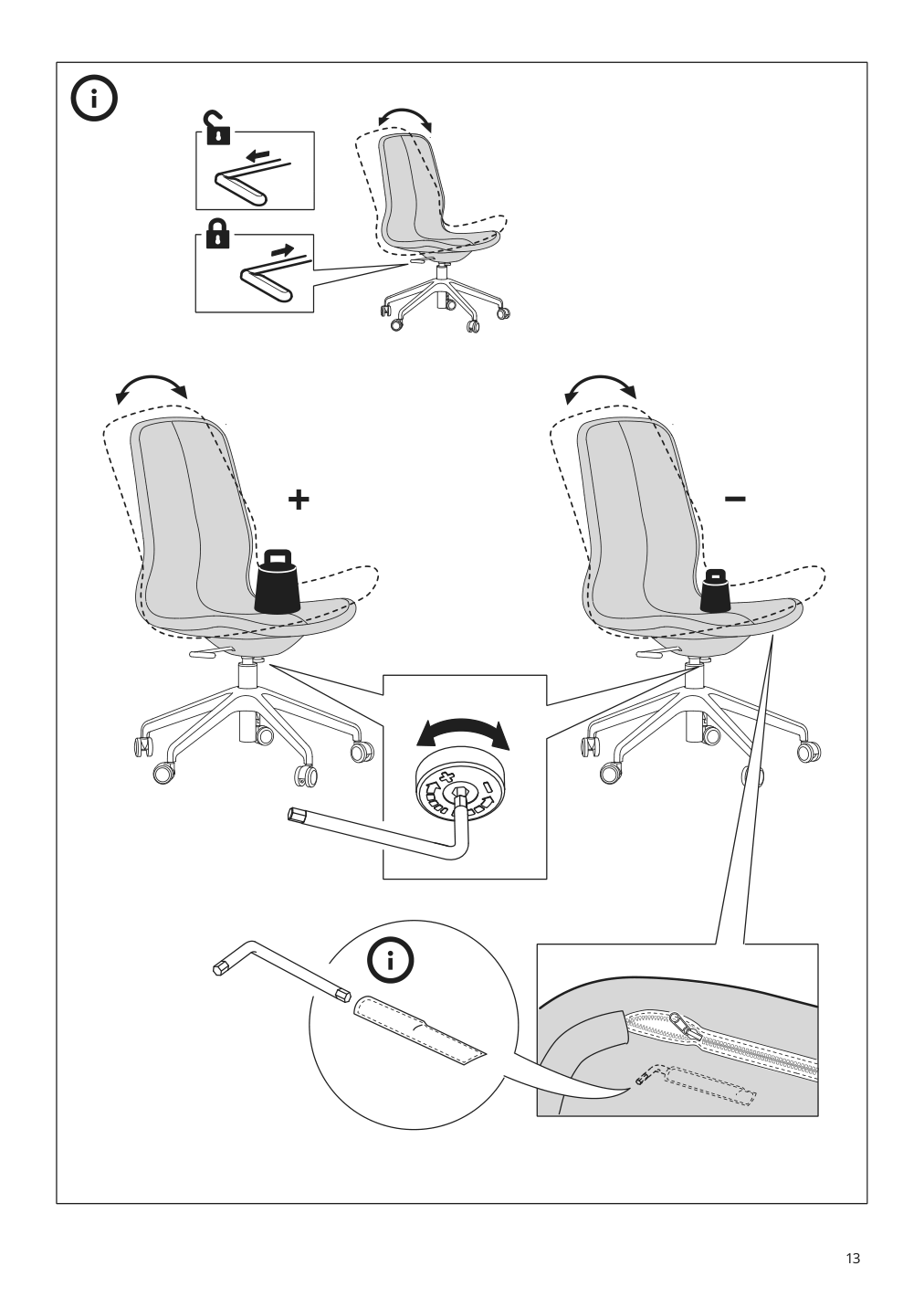 Assembly instructions for IKEA Langfjaell star base with 5 legs and casters black | Page 13 - IKEA ALEX/LÅNGFJÄLL / KALLAX desk and storage combination 094.367.57