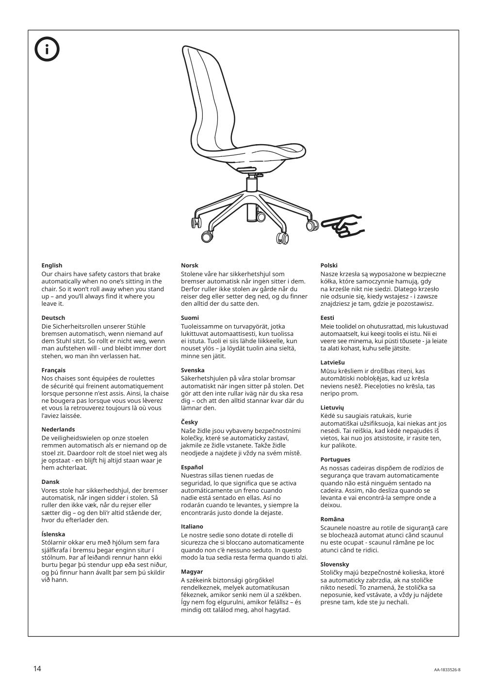 Assembly instructions for IKEA Langfjaell star base with 5 legs and casters black | Page 14 - IKEA LÅNGFJÄLL conference chair 295.060.56