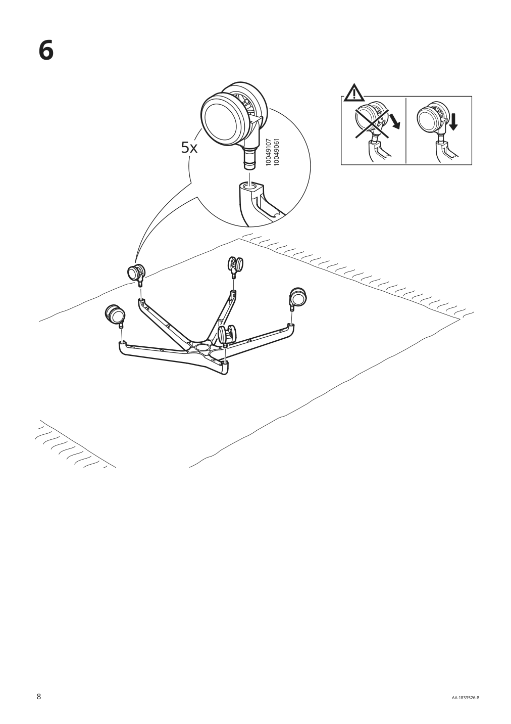 Assembly instructions for IKEA Langfjaell star base with 5 legs and casters black | Page 8 - IKEA LÅNGFJÄLL conference chair 295.060.56