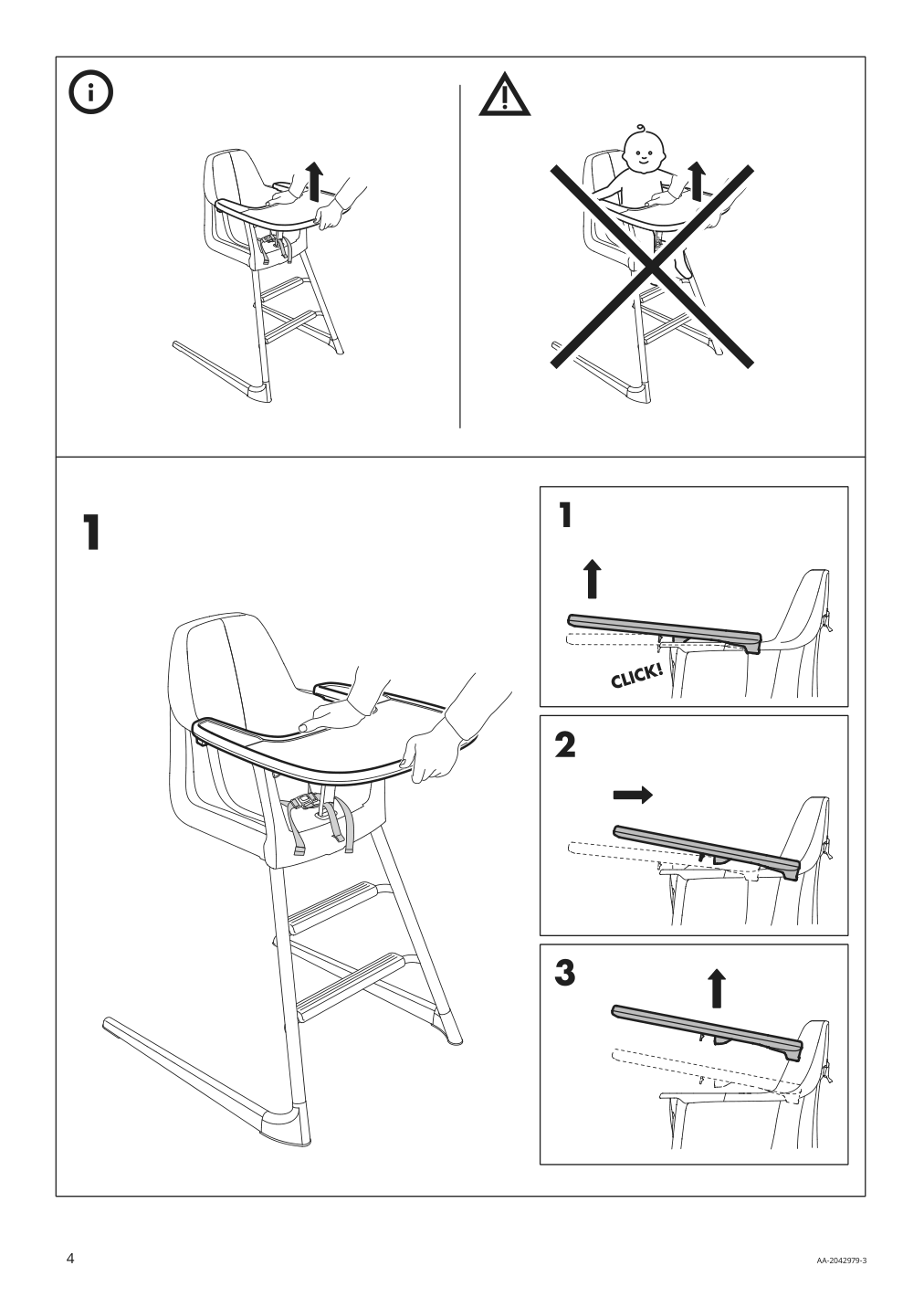 Assembly instructions for IKEA Langur high chair tray white | Page 4 - IKEA LANGUR high chair with tray 492.525.53