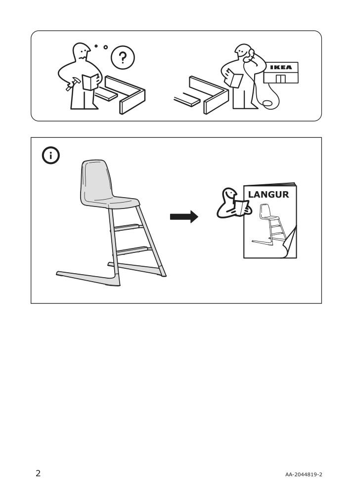 Assembly instructions for IKEA Langur seat shell for highchair white | Page 2 - IKEA LANGUR seat shell for highchair 103.308.11