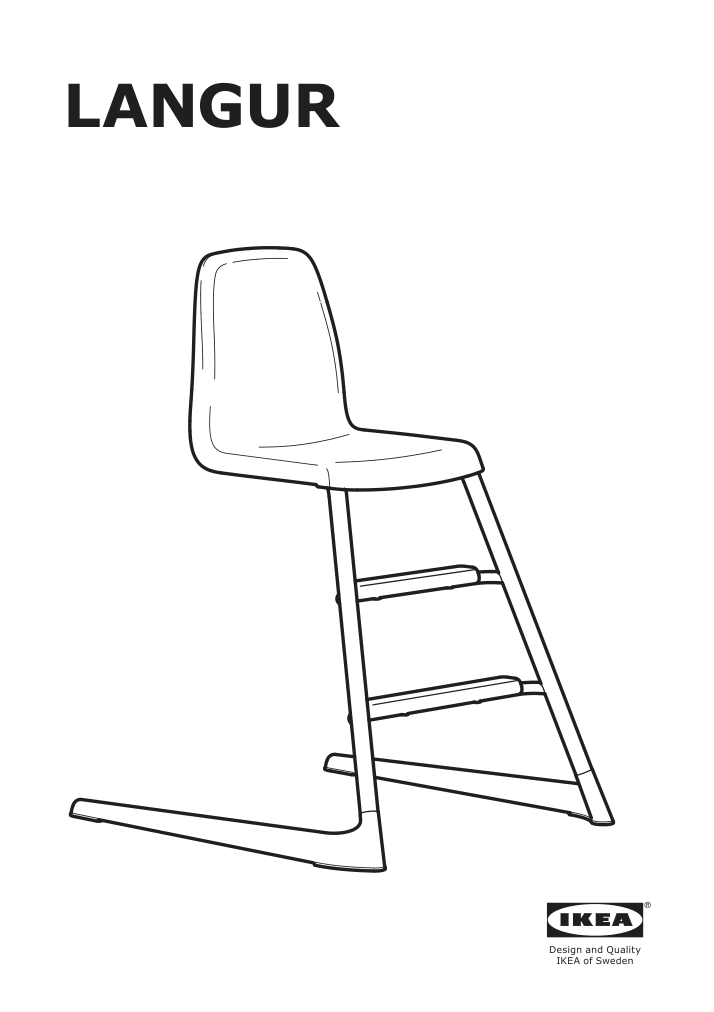 Assembly instructions for IKEA Langur seat shell for junior chair white | Page 1 - IKEA LANGUR high chair with tray 492.525.53