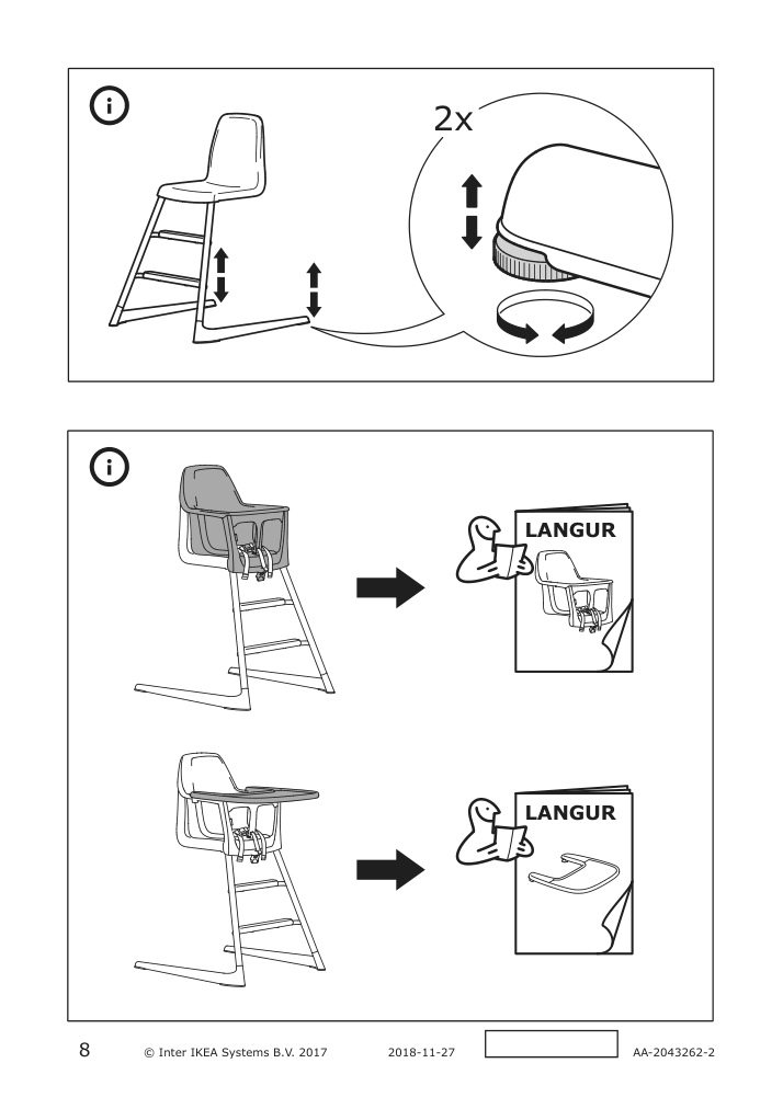 Assembly instructions for IKEA Langur seat shell for junior chair white | Page 8 - IKEA LANGUR high chair with tray 492.525.53