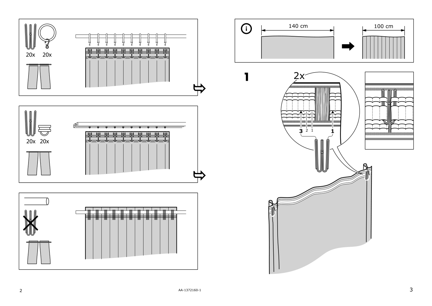 Assembly instructions for IKEA Lenda curtains with tie backs 1 pair light gray green | Page 2 - IKEA LENDA curtains with tie-backs, 1 pair 905.591.97