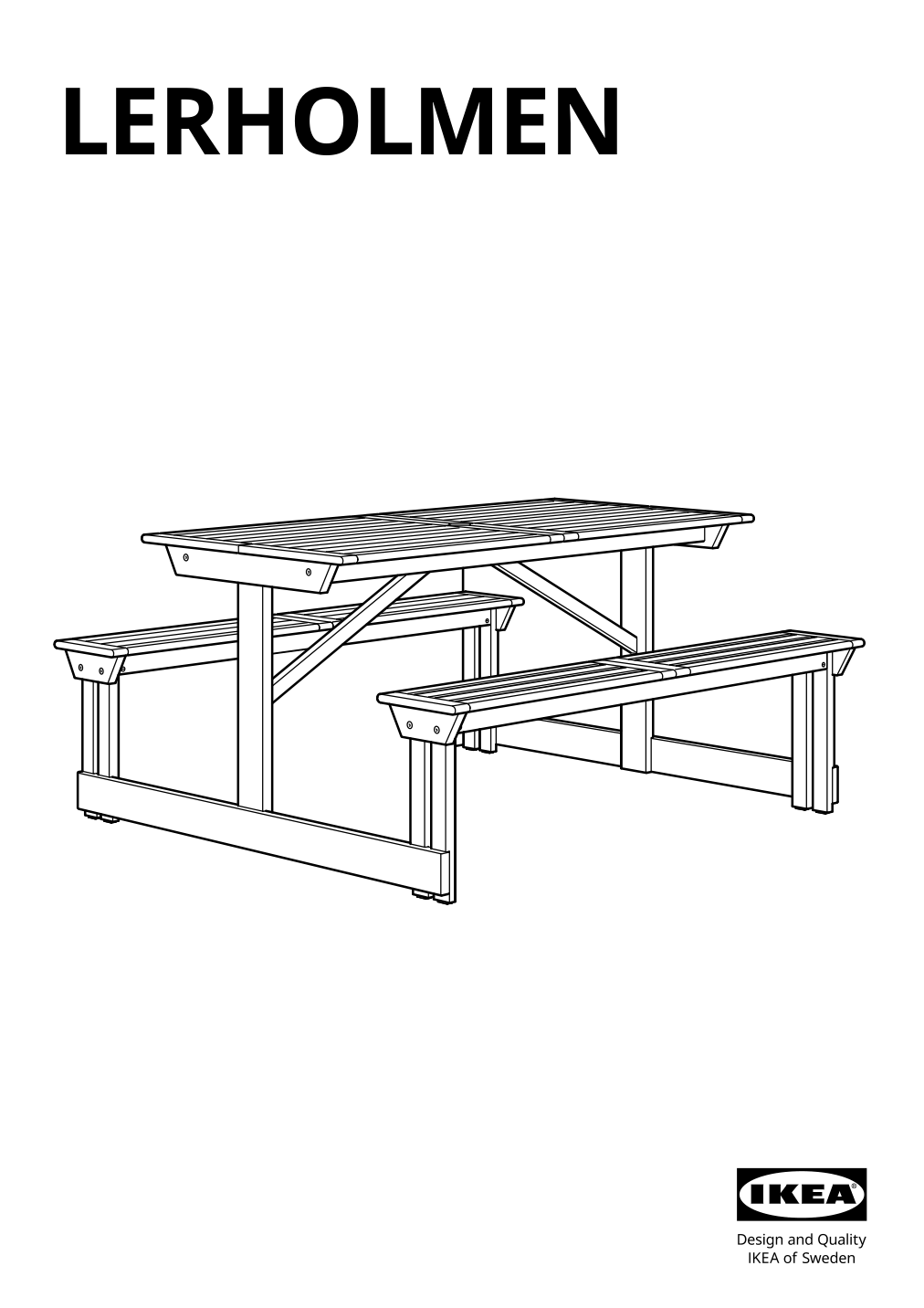 Assembly instructions for IKEA Lerholmen picnic table acacia outdoor | Page 1 - IKEA LERHOLMEN picnic table 405.392.63