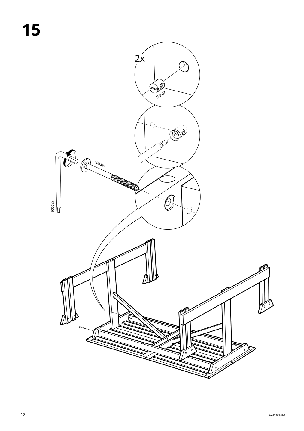 Assembly instructions for IKEA Lerholmen picnic table acacia outdoor | Page 12 - IKEA LERHOLMEN picnic table 405.392.63