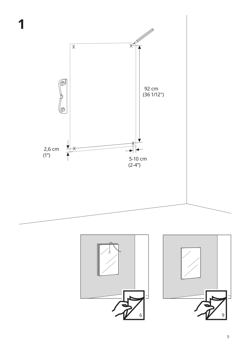 Assembly instructions for IKEA Lettan mirror | Page 5 - IKEA ENHET bathroom 594.409.07