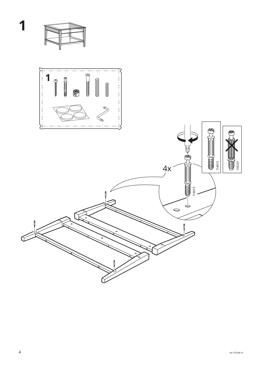 Assembly instructions for IKEA Liatorp coffee table white glass | Page 4 - IKEA LIATORP coffee table 500.870.72