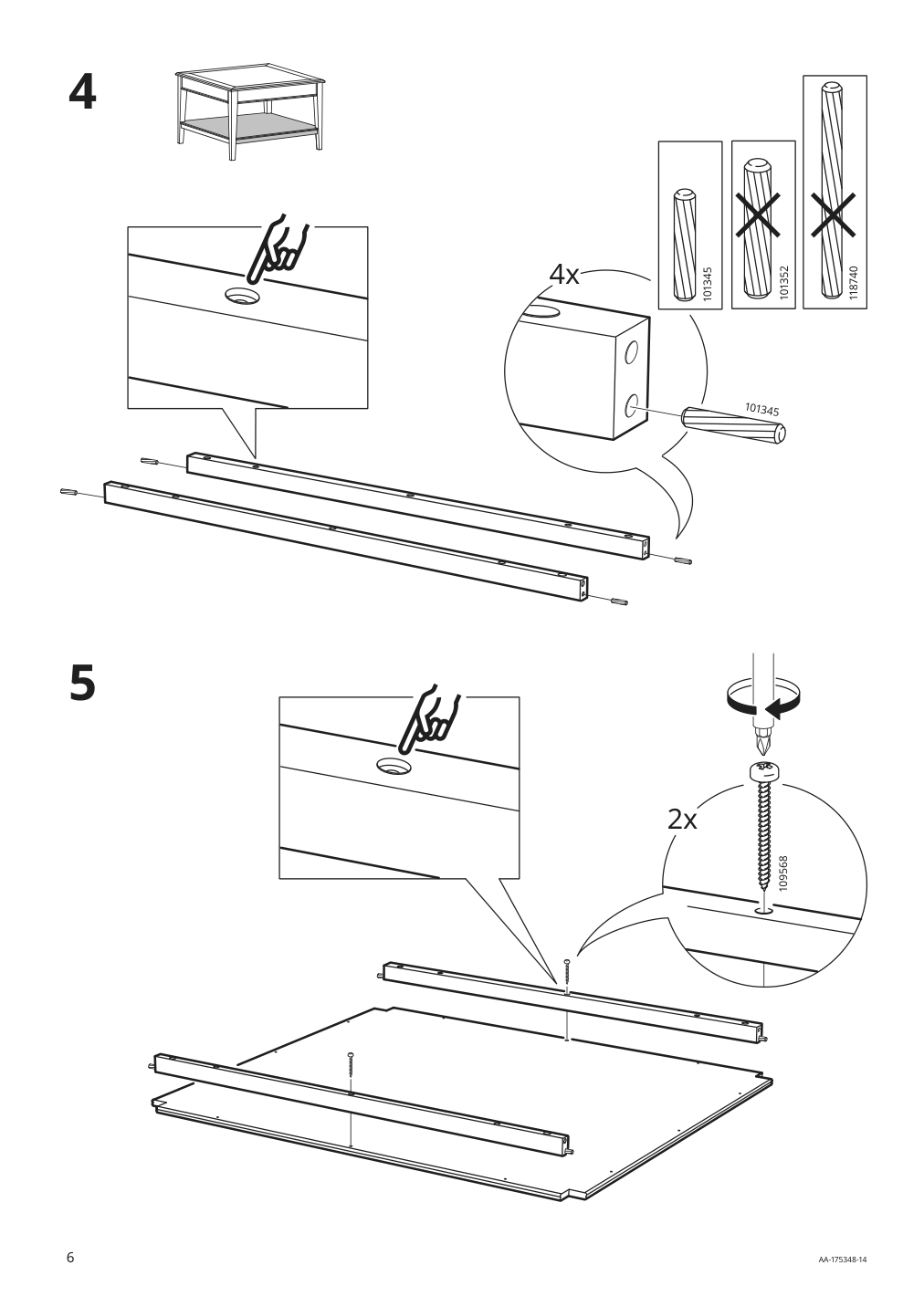 Assembly instructions for IKEA Liatorp coffee table white glass | Page 6 - IKEA LIATORP coffee table 500.870.72