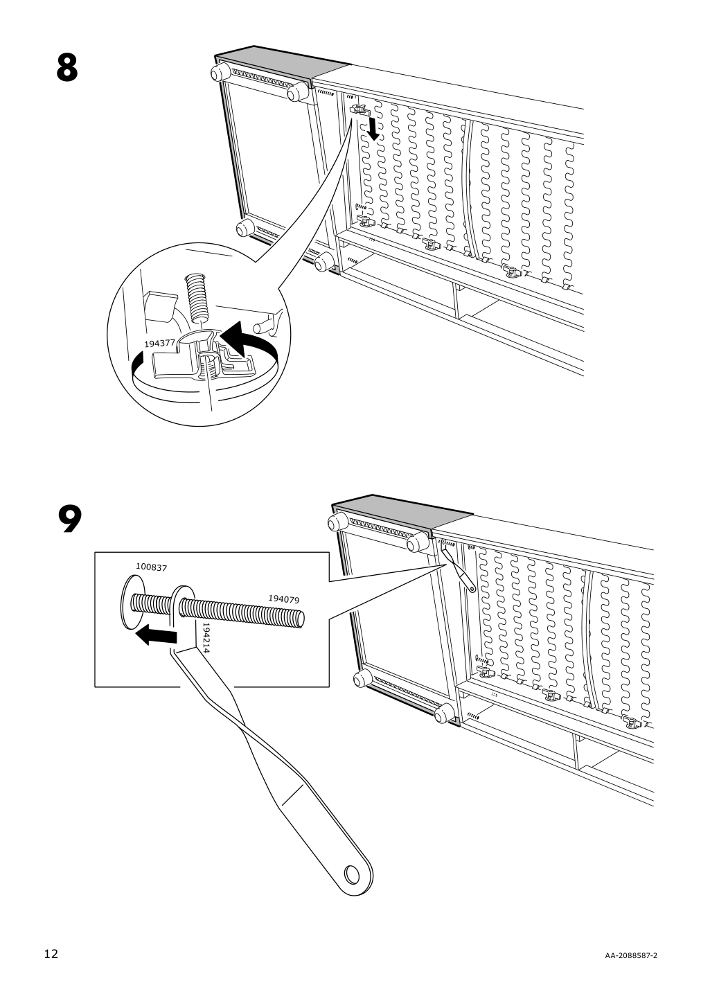 Assembly instructions for IKEA Lidhult cover f open end section w storage gassebol blue gray | Page 12 - IKEA LIDHULT cover f/open end section w/storage 304.058.29