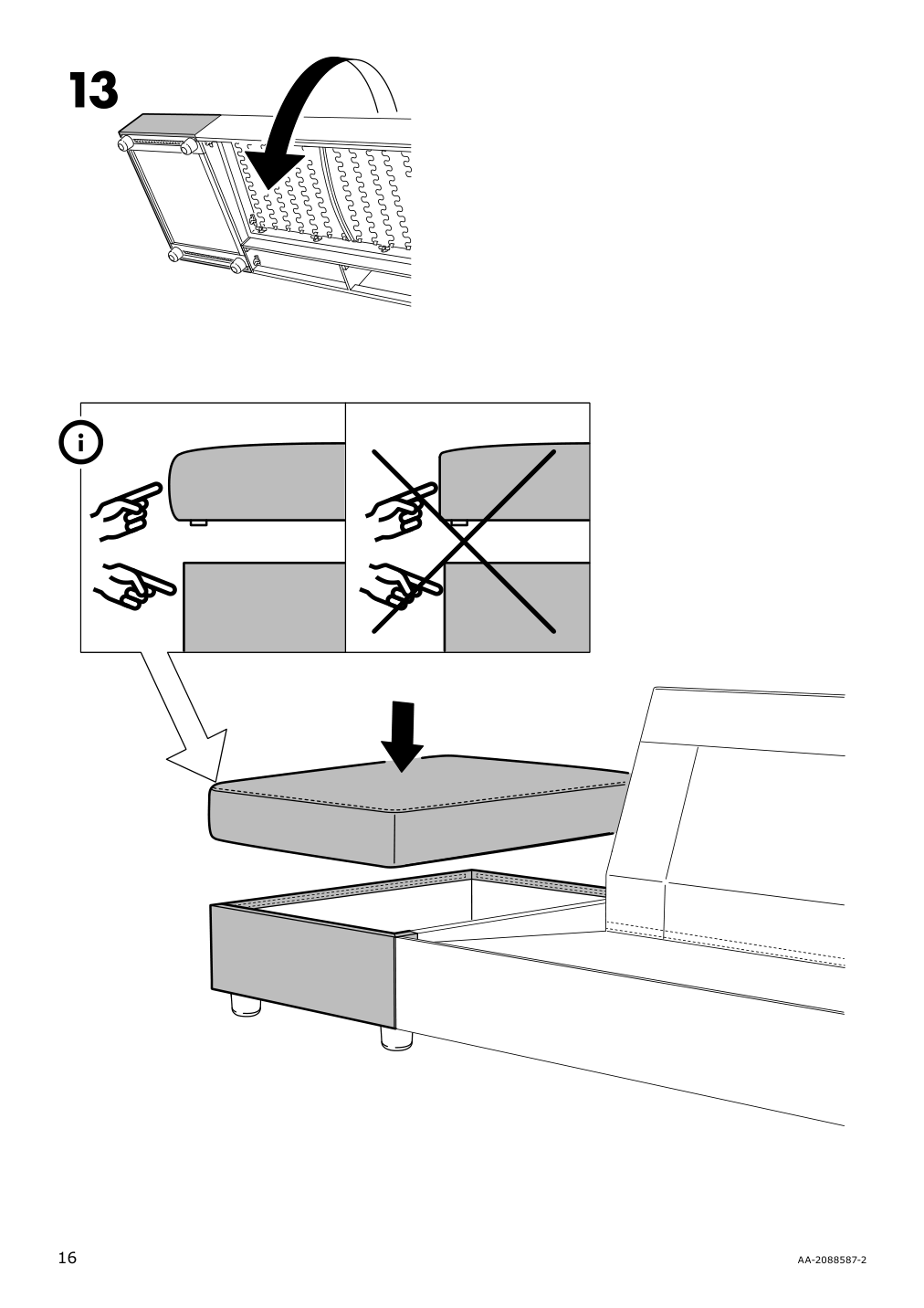 Assembly instructions for IKEA Lidhult cover f open end section w storage gassebol blue gray | Page 16 - IKEA LIDHULT cover f/open end section w/storage 304.058.29