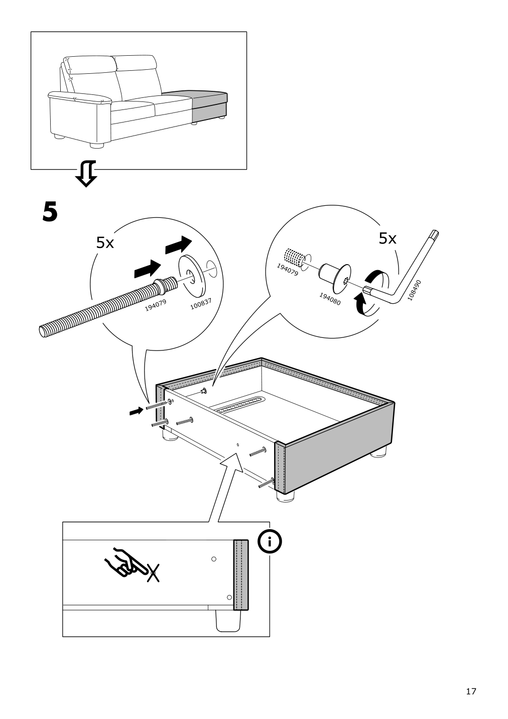 Assembly instructions for IKEA Lidhult cover f open end section w storage gassebol blue gray | Page 17 - IKEA LIDHULT cover f/open end section w/storage 304.058.29