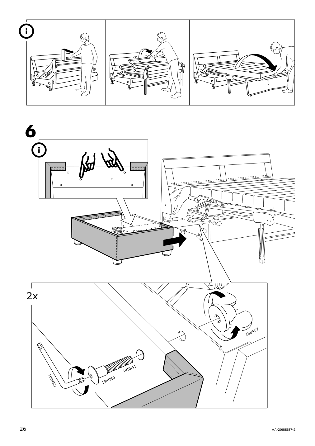 Assembly instructions for IKEA Lidhult cover f open end section w storage gassebol blue gray | Page 26 - IKEA LIDHULT cover f/open end section w/storage 304.058.29