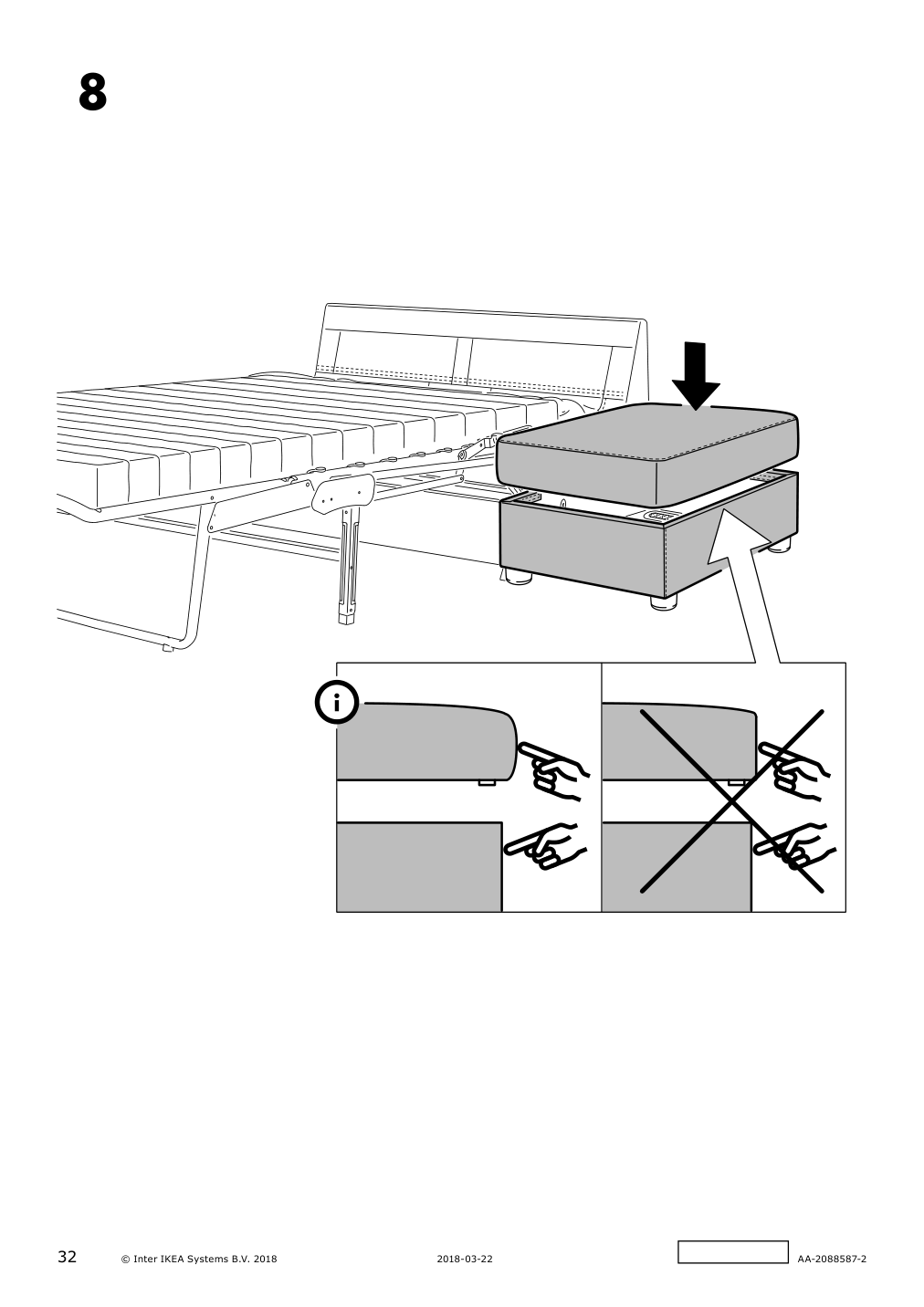 Assembly instructions for IKEA Lidhult cover f open end section w storage gassebol blue gray | Page 32 - IKEA LIDHULT cover f/open end section w/storage 304.058.29