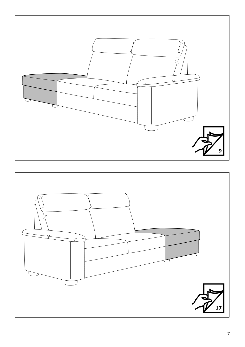 Assembly instructions for IKEA Lidhult cover f open end section w storage gassebol blue gray | Page 7 - IKEA LIDHULT cover f/open end section w/storage 304.058.29