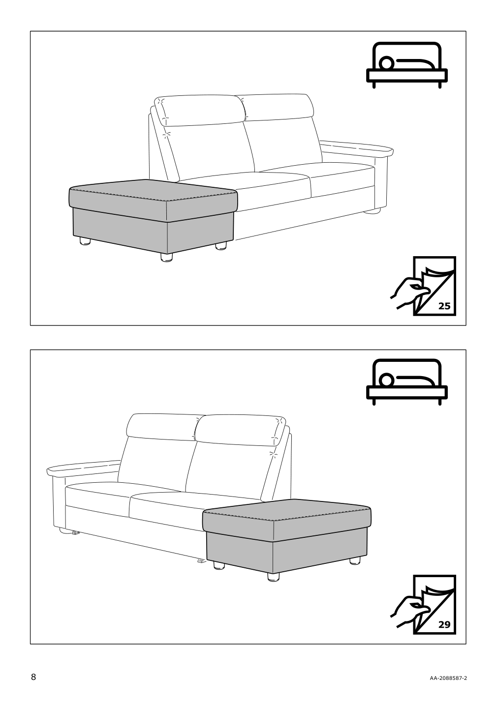 Assembly instructions for IKEA Lidhult cover f open end section w storage gassebol blue gray | Page 8 - IKEA LIDHULT cover f/open end section w/storage 304.058.29