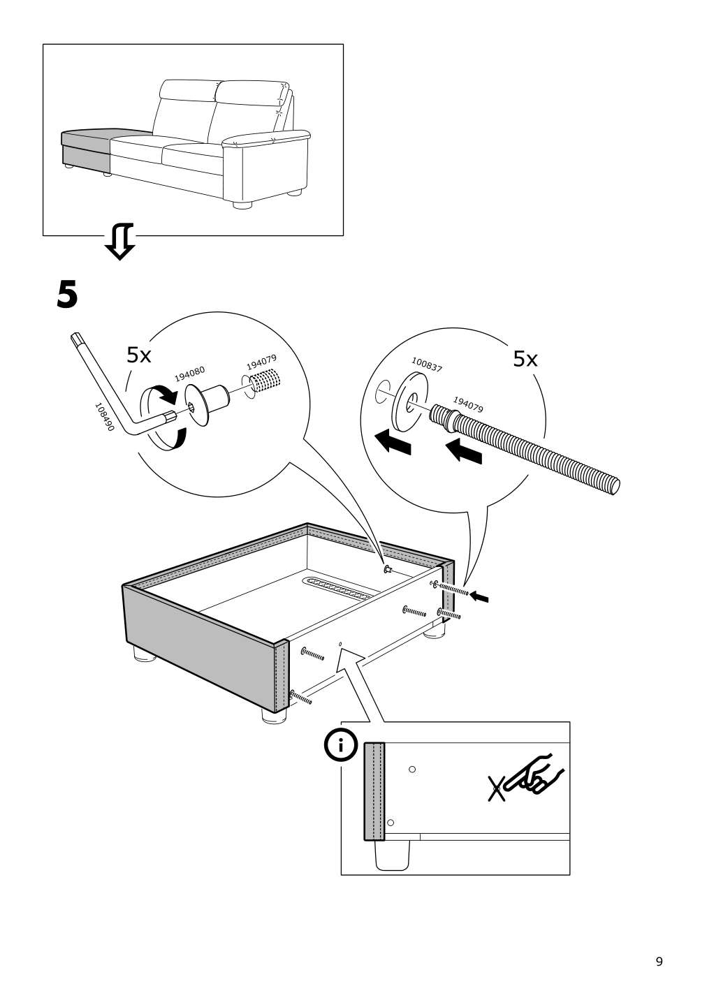 Assembly instructions for IKEA Lidhult cover f open end section w storage gassebol blue gray | Page 9 - IKEA LIDHULT cover f/open end section w/storage 304.058.29