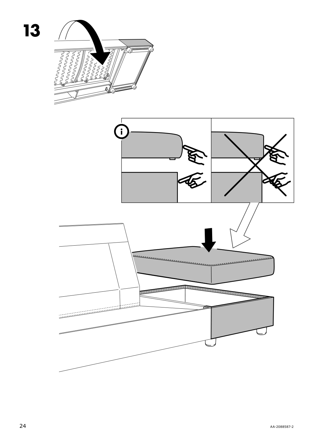 Assembly instructions for IKEA Lidhult cover f open end section w storage lejde beige brown | Page 24 - IKEA LIDHULT cover f/open end section w/storage 504.137.05