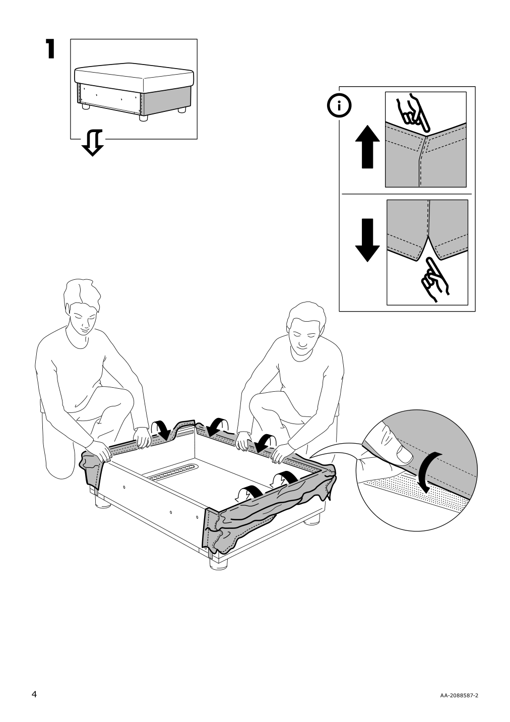 Assembly instructions for IKEA Lidhult cover f open end section w storage lejde beige brown | Page 4 - IKEA LIDHULT cover f/open end section w/storage 504.137.05