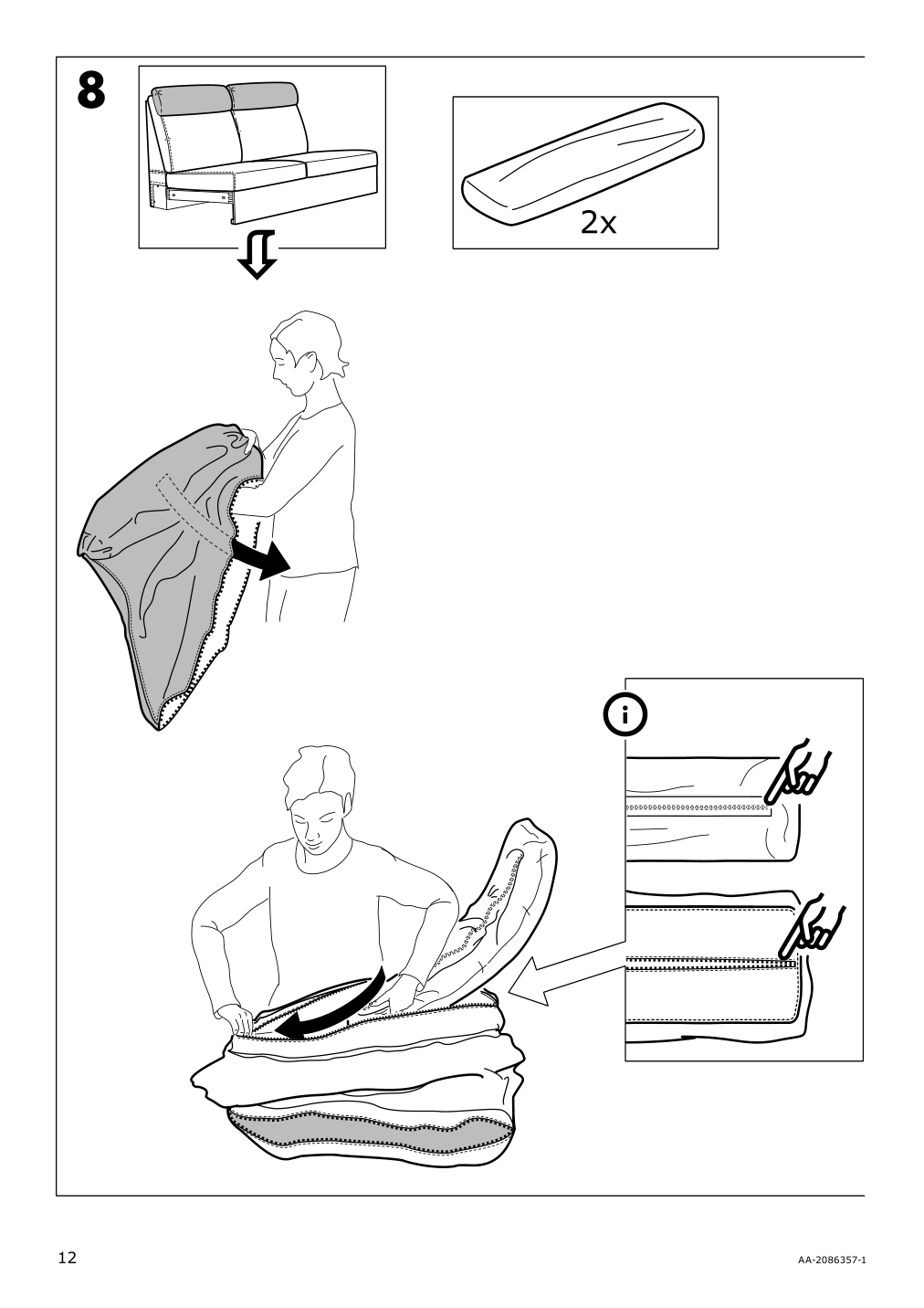 Assembly instructions for IKEA Lidhult cover for 1 seat section lejde beige brown | Page 12 - IKEA LIDHULT cover for 1-seat section 104.136.89