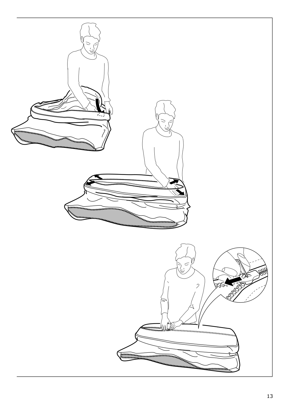 Assembly instructions for IKEA Lidhult cover for 1 seat section lejde beige brown | Page 13 - IKEA LIDHULT cover for 1-seat section 104.136.89