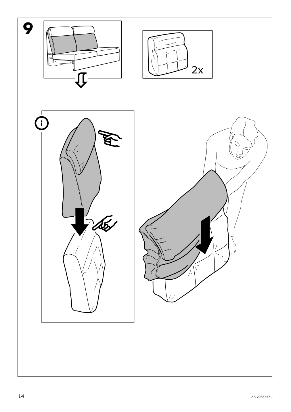 Assembly instructions for IKEA Lidhult cover for 1 seat section lejde beige brown | Page 14 - IKEA LIDHULT cover for 1-seat section 104.136.89