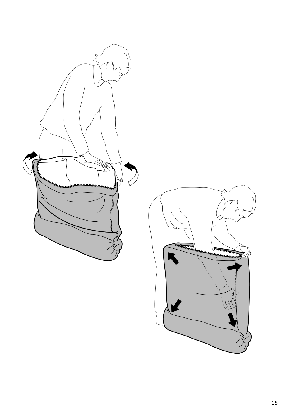 Assembly instructions for IKEA Lidhult cover for 1 seat section lejde beige brown | Page 15 - IKEA LIDHULT cover for 1-seat section 104.136.89