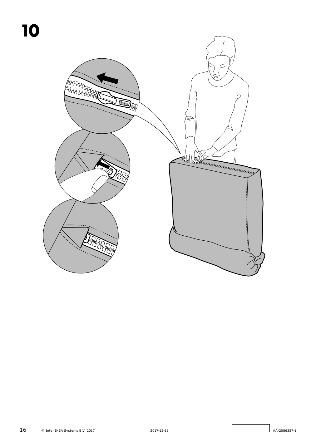 Assembly instructions for IKEA Lidhult cover for 1 seat section lejde beige brown | Page 16 - IKEA LIDHULT cover for 1-seat section 104.136.89