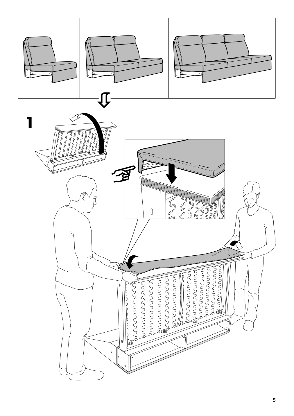 Assembly instructions for IKEA Lidhult cover for 1 seat section lejde beige brown | Page 5 - IKEA LIDHULT cover for 1-seat section 104.136.89