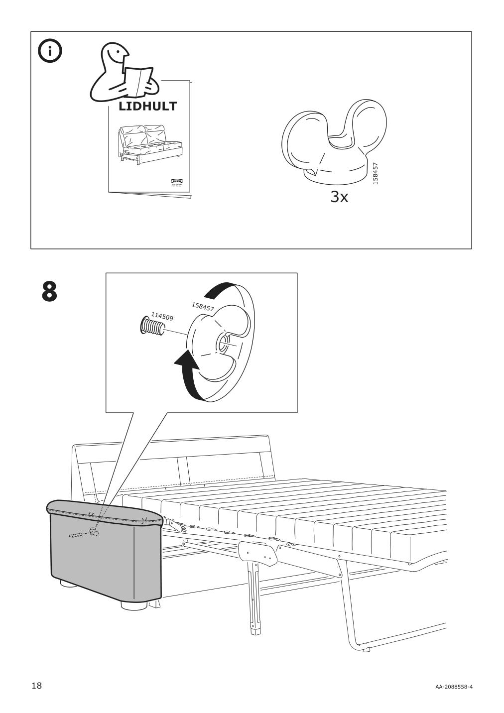 Assembly instructions for IKEA Lidhult cover for armrest gassebol blue gray | Page 18 - IKEA LIDHULT cover for armrest 504.070.35