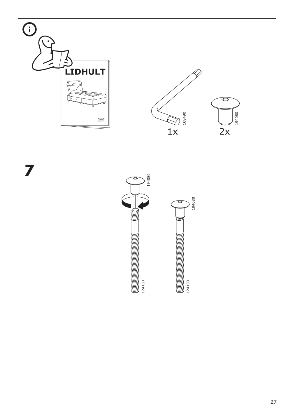 Assembly instructions for IKEA Lidhult cover for armrest gassebol blue gray | Page 27 - IKEA LIDHULT cover for armrest 504.070.35