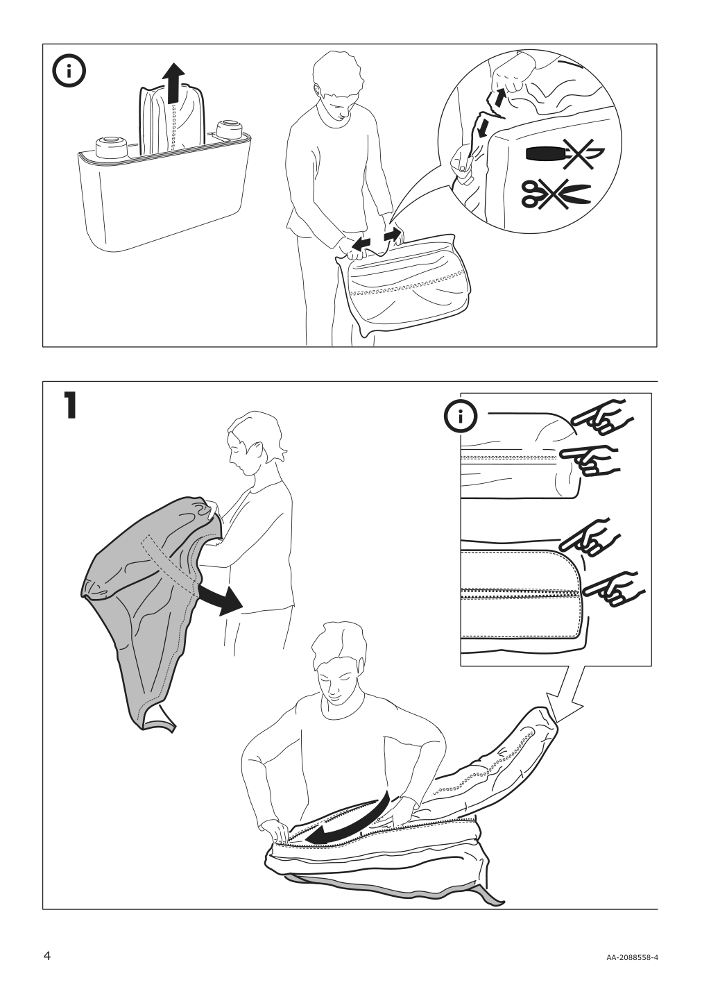 Assembly instructions for IKEA Lidhult cover for armrest gassebol blue gray | Page 4 - IKEA LIDHULT cover for armrest 504.070.35