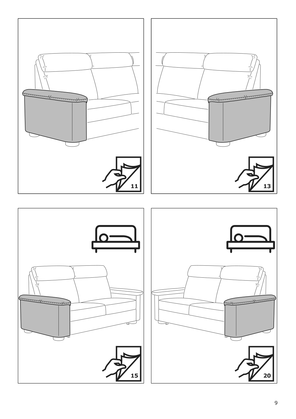 Assembly instructions for IKEA Lidhult cover for armrest gassebol blue gray | Page 9 - IKEA LIDHULT cover for armrest 504.070.35