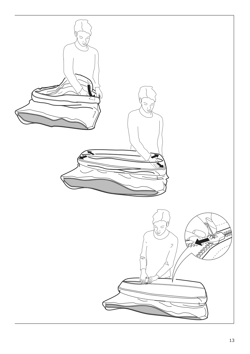 Assembly instructions for IKEA Lidhult cover for chaise section gassebol blue gray | Page 13 - IKEA LIDHULT cover for chaise section 104.058.92