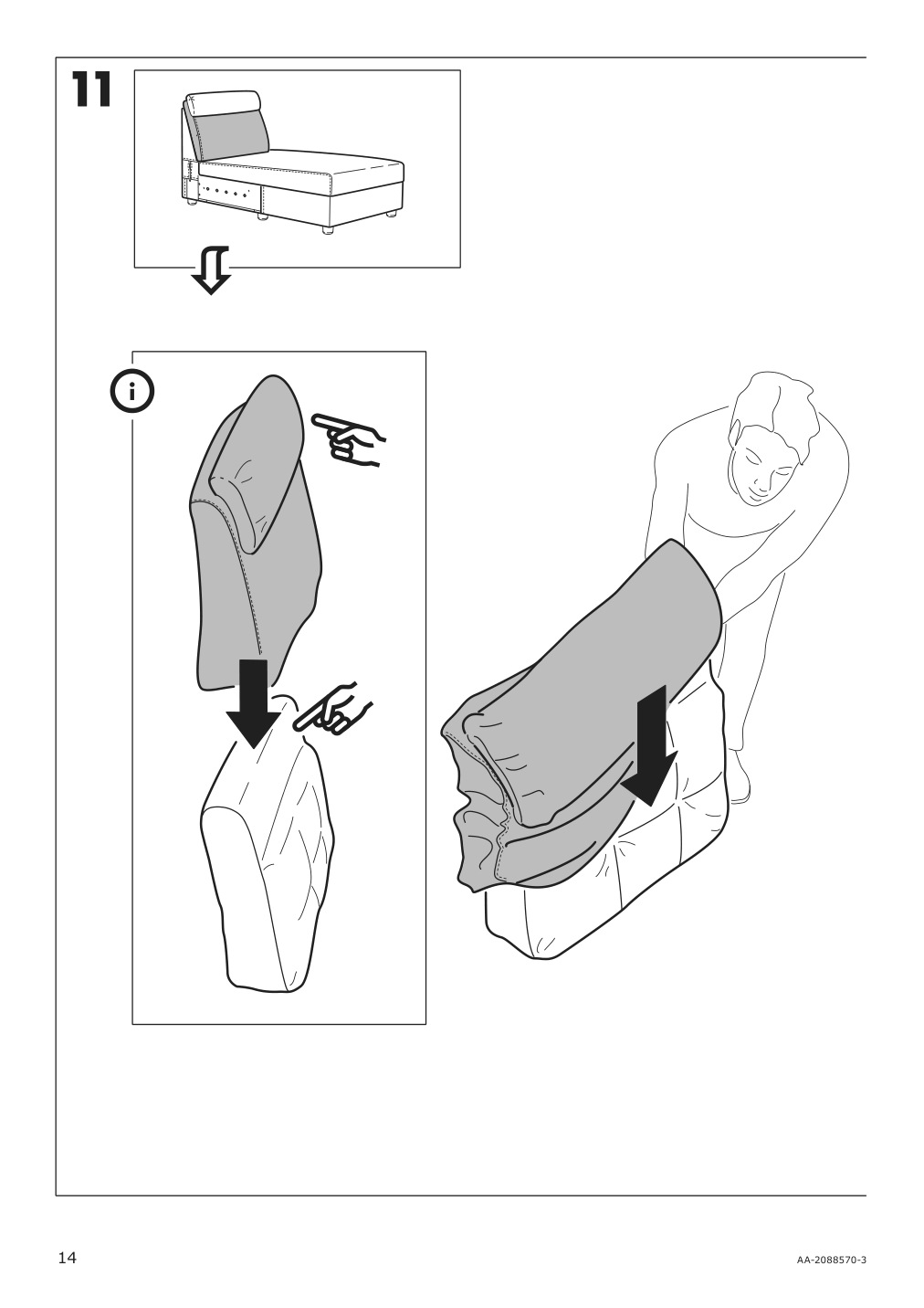 Assembly instructions for IKEA Lidhult cover for chaise section gassebol blue gray | Page 14 - IKEA LIDHULT cover for chaise section 104.058.92