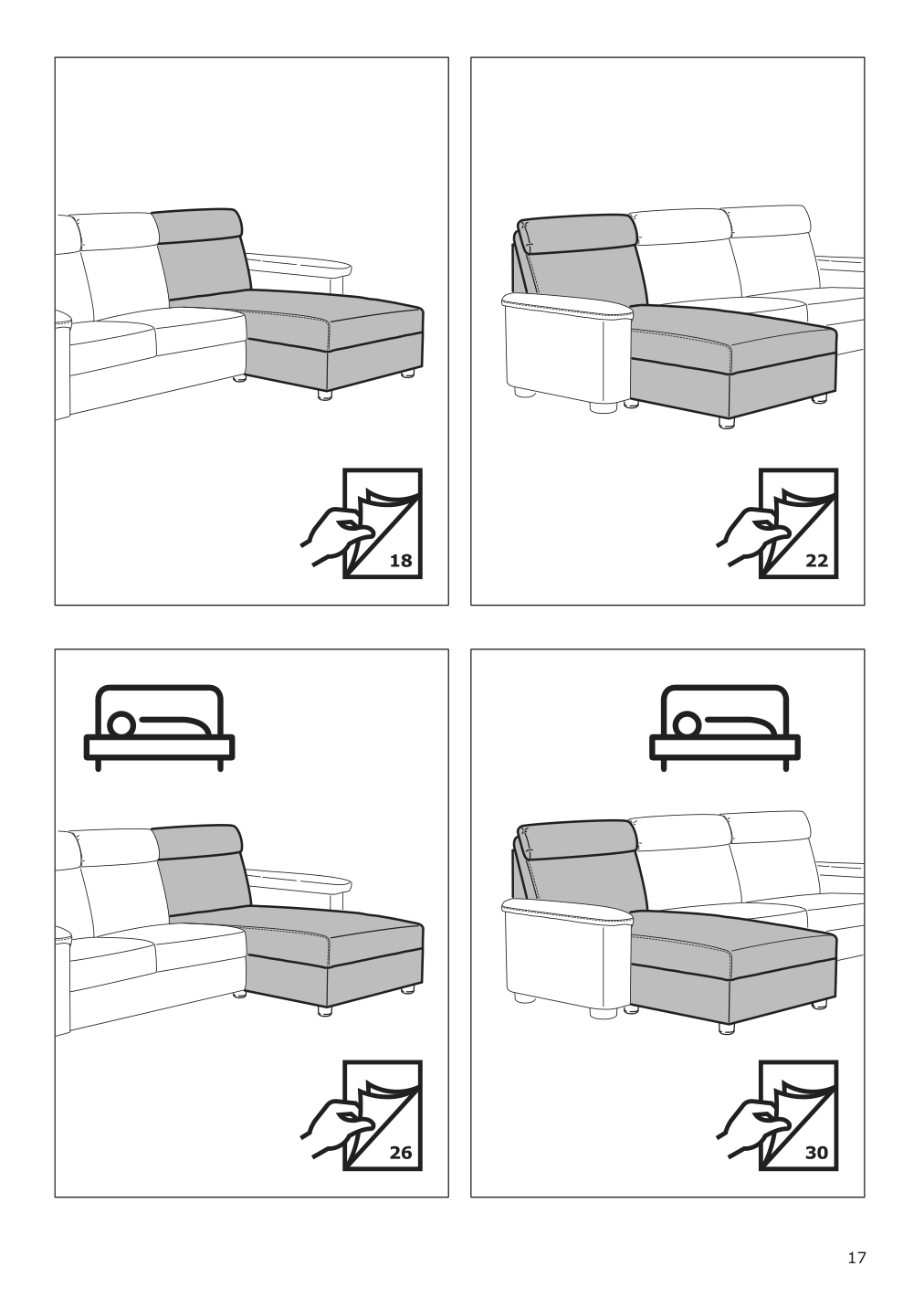 Assembly instructions for IKEA Lidhult cover for chaise section gassebol blue gray | Page 17 - IKEA LIDHULT cover for chaise section 104.058.92