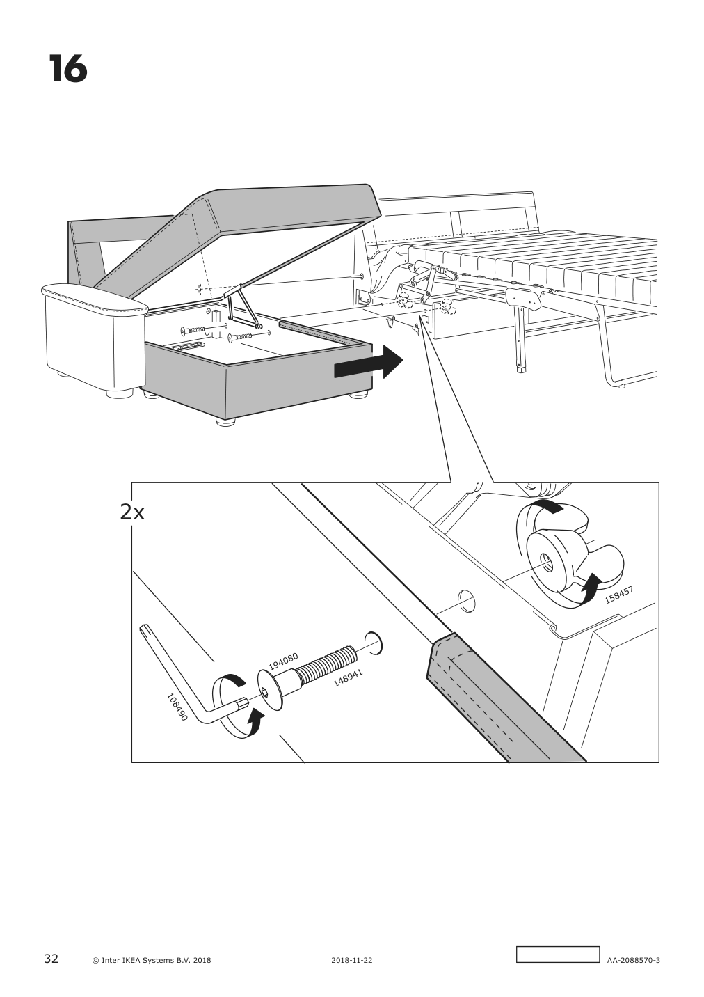 Assembly instructions for IKEA Lidhult cover for chaise section gassebol blue gray | Page 32 - IKEA LIDHULT cover for chaise section 104.058.92