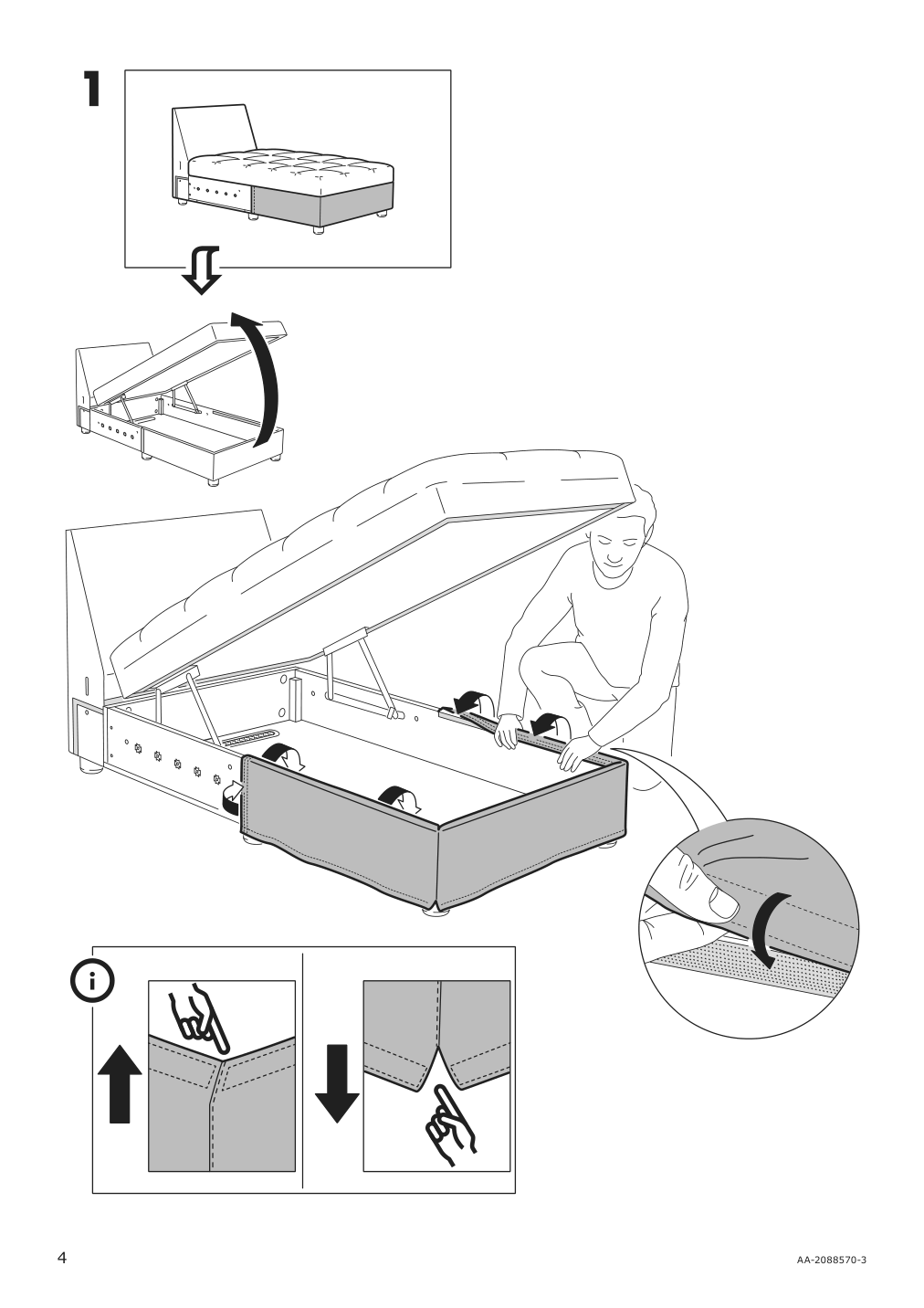 Assembly instructions for IKEA Lidhult cover for chaise section gassebol blue gray | Page 4 - IKEA LIDHULT cover for chaise section 104.058.92